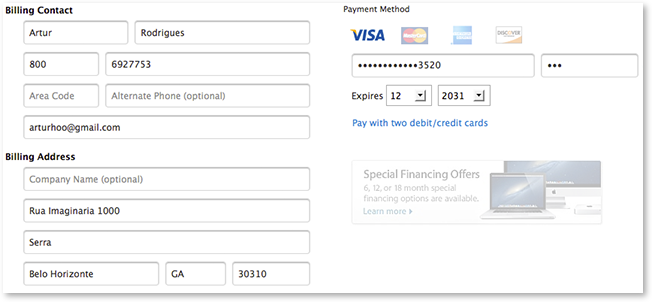 Billing form